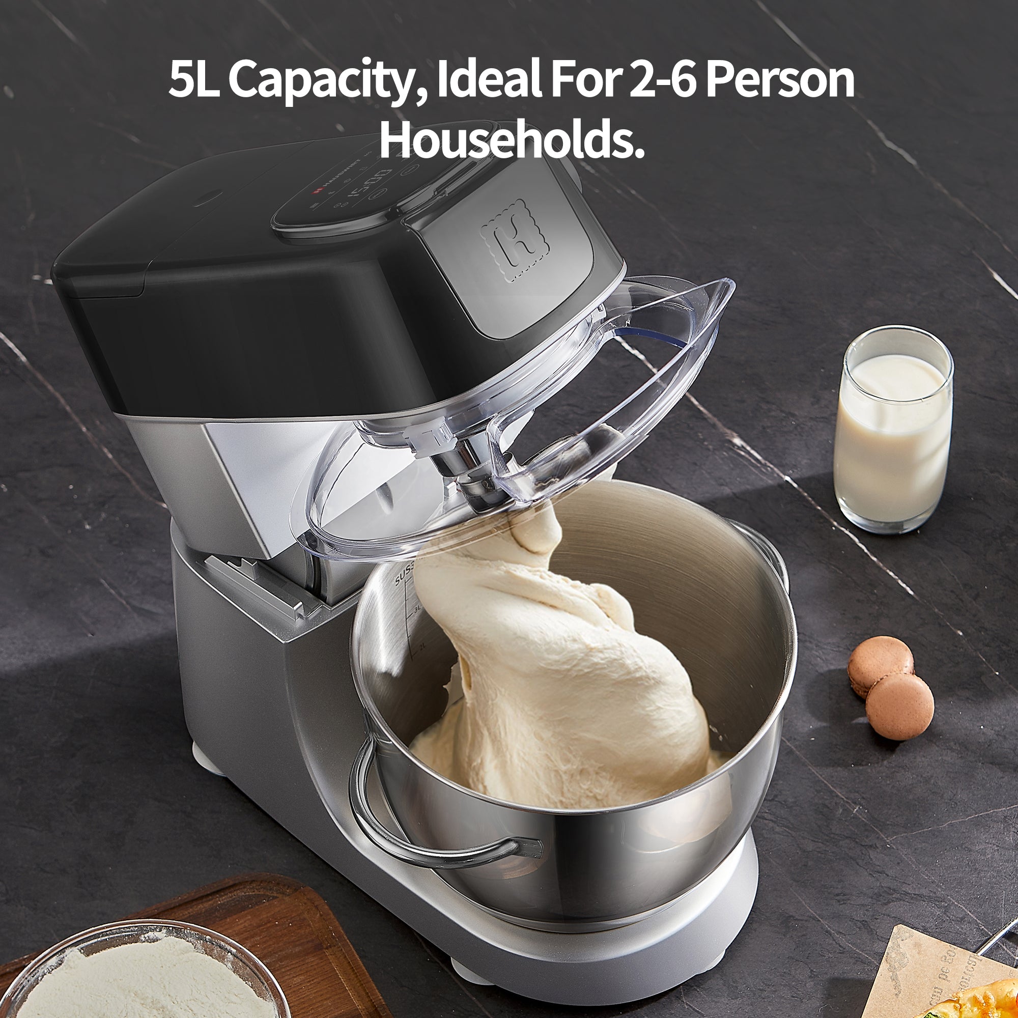 Hauswirt® M5 5.3Qt 11 Speeds Tilt-Head Mixers Kitchen Electric Stand Mixer Black Color
