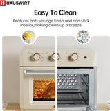 Hauswirt® K5M ,26.5Qt Countertop Conventional Oven K5M, XL Air Fryer 12-Slice Toaster Reheat Bake Rotisserie Broil Dehydrate 10-in-1 Combo,1600 Watts,Non-Stick,Stainless Steel,Online Recipe Booklet