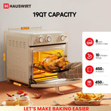 Hauswirt® K3, 19Qt Air Fryer Conventional Oven K3,10-in-1 Combo,Extra Capacity Air Fryer,Baking and Frying Integrated,1250 Watts,150°F - 450°F,Non-Stick, Stainless Steel,Online Recipe Booklet